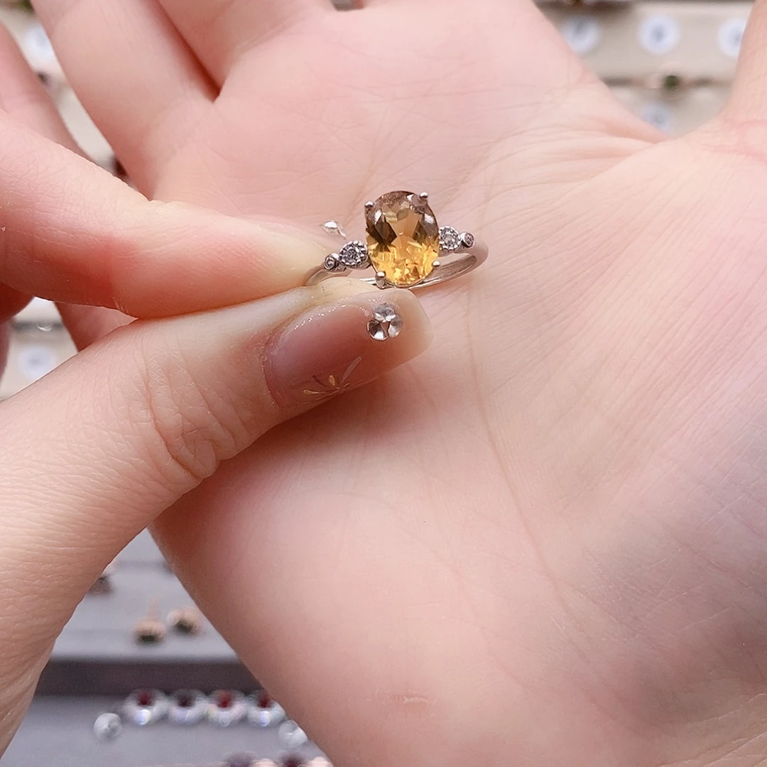 水晶戒指银S925镶嵌戒指