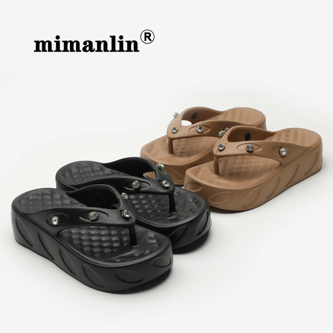 米曼琳新款厚底人字拖女夏季2025新款外出个性百搭夹脚沙滩凉拖鞋