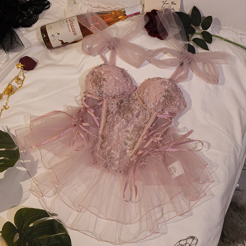 语萱娜【90-210斤】大码女士吊带胖绑带性感蕾丝1件孕妇可穿GRSQ006