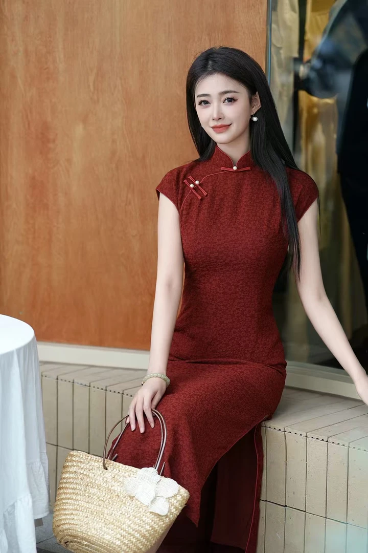 【朱砂痣】长旗袍见外包装无袖见详情旗袍少女网红中式休闲风