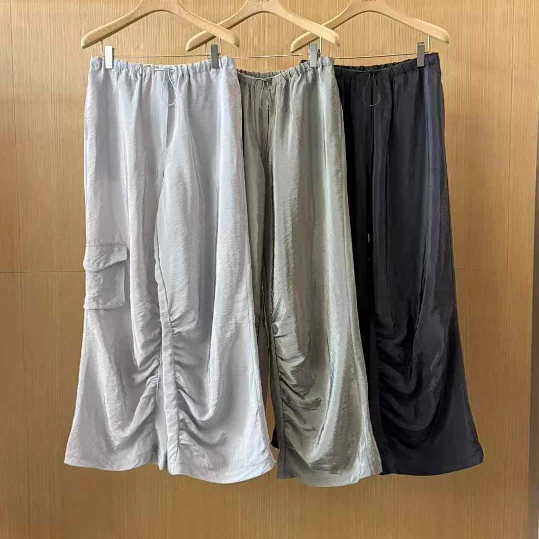 NO退NO换P-306-潮流百搭纯色薄款阔腿长裤休闲通勤工装裤