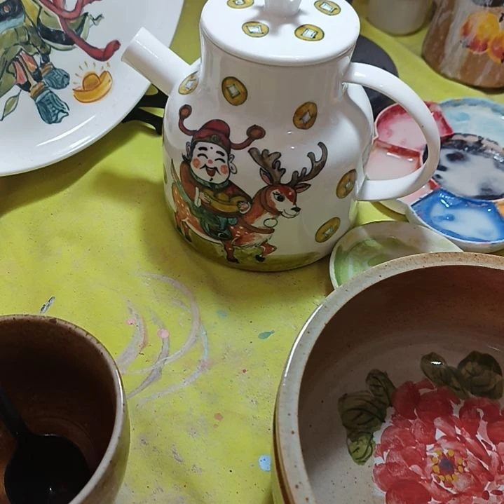 盘时*景德镇手绘釉下彩五中