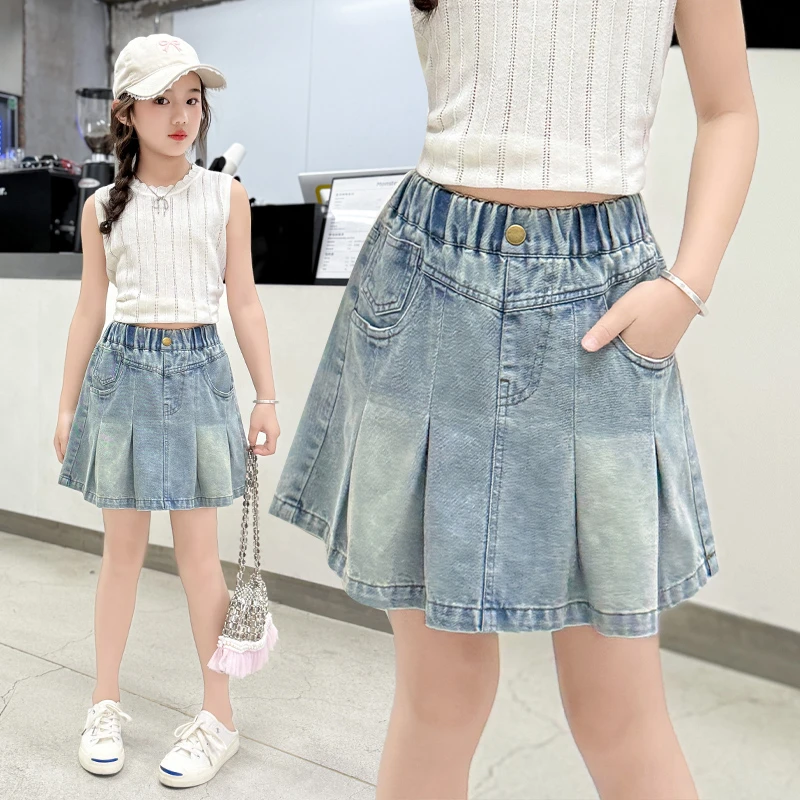 女童牛仔半身裙夏季新款洋气儿童裙裤夏天薄款公主裙中大童裙子潮
