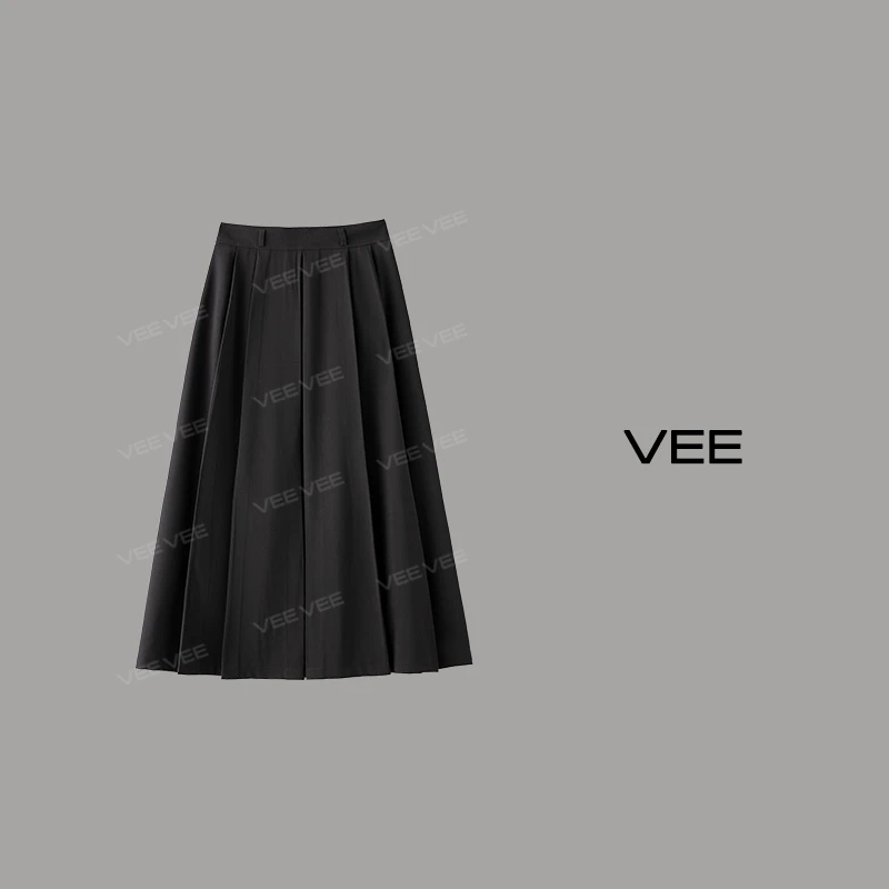 VEE【lily笔记】新品百搭高腰气质通勤显瘦打褶小A伞裙