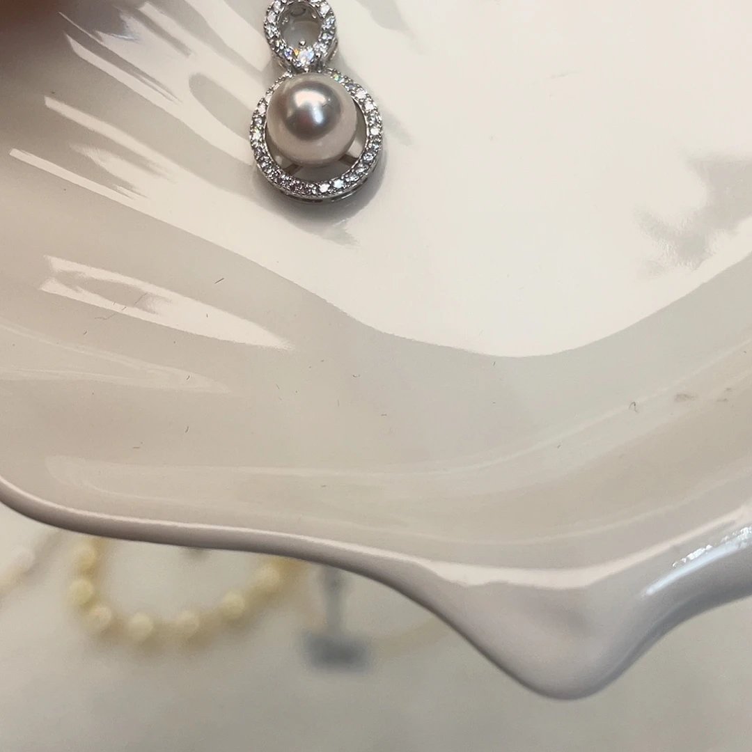 银S925镶嵌海水珍珠项链