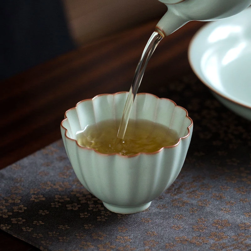 天青汝窑小茶杯开片可养主人杯复古手工茶盏汝瓷功夫茶杯品茗杯