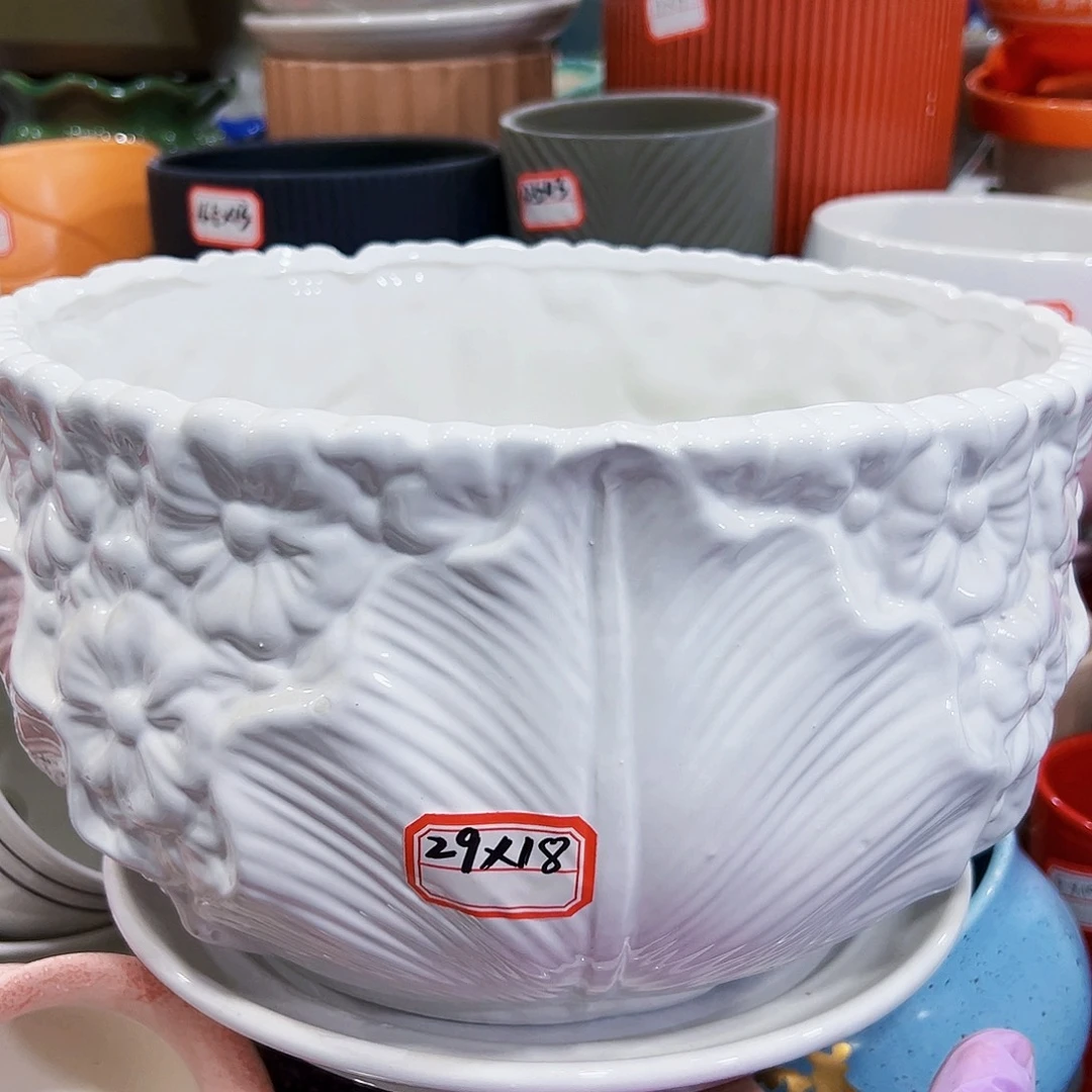 有孔外贸尾单陶瓷花盆凑单10米包邮