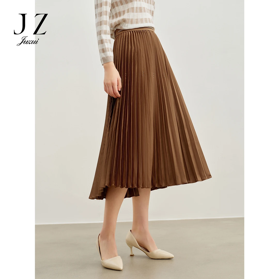 【婷婷专属】商场同款JZ玖姿JWDC20002半身裙女春季款光泽百褶裙
