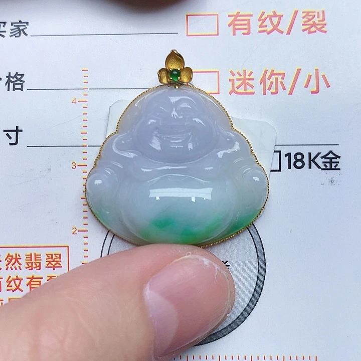 翡翠颈饰18K金镶嵌佛公