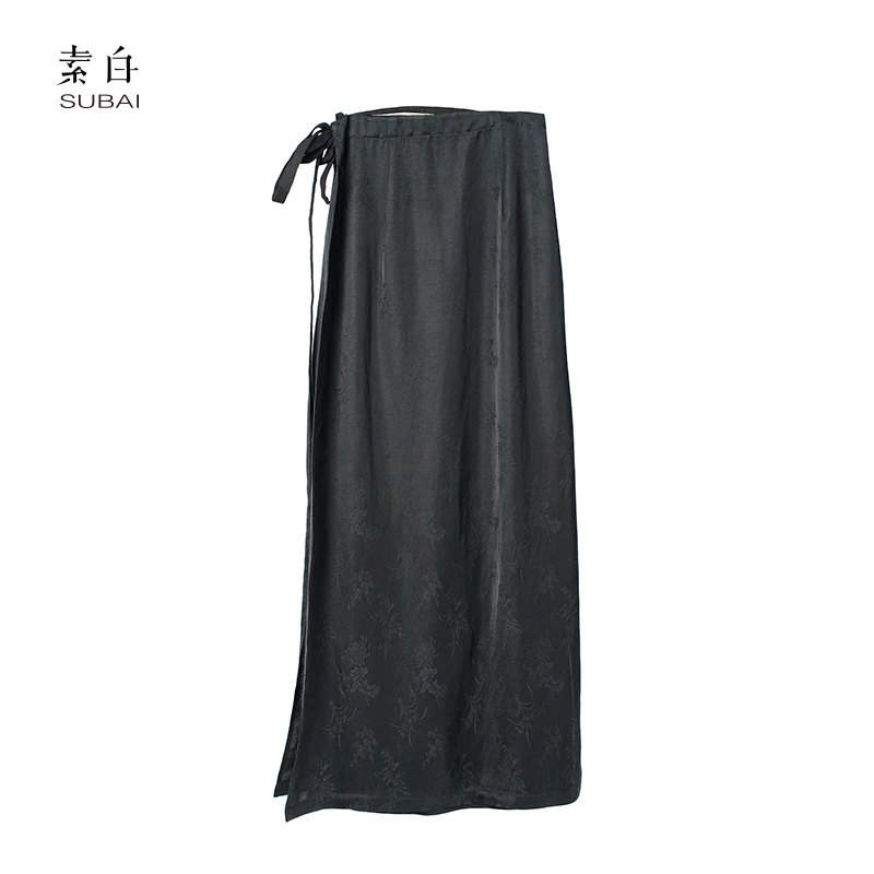 素白老钱新中式Q01651优雅提花有质感低调贵气裹裙高腰显瘦半身裙