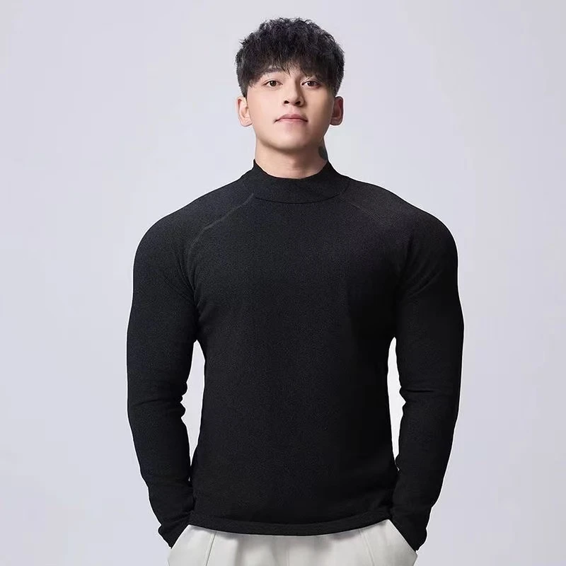 户外新款秋冬加绒德绒内搭骑行长袖款速干男士运动健身健身速干衣