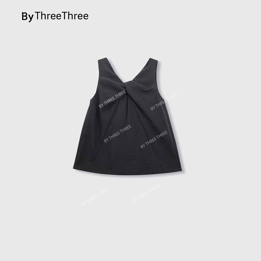 【LiuSanSan】设计感无袖上衣女夏法式简约宽松显瘦扭结背心2506065