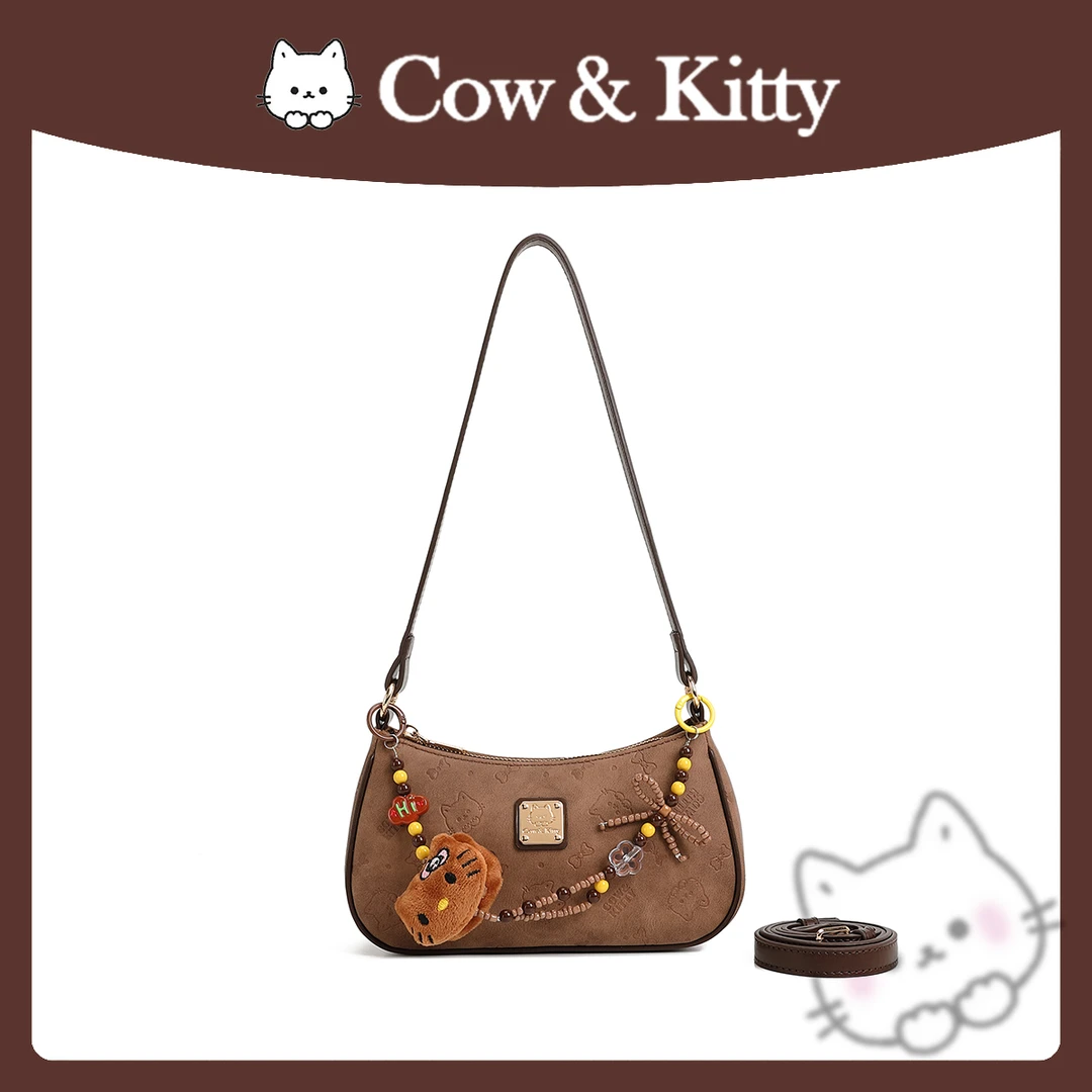 【刘叮当甄选】CowKitty/复古潮流法棍包单肩斜挎包8062卡其