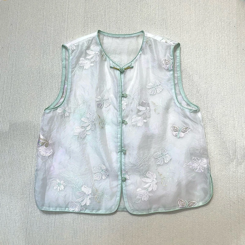 【彤姐原创】新中式双层桑蚕丝马甲女圆领重工绣花旗袍扣外搭背心