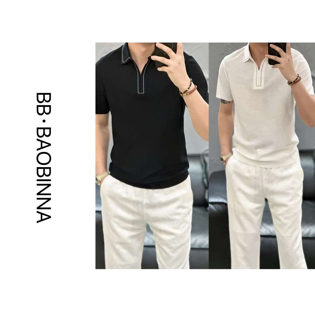 小野· 男装 | "简约" 轻奢时尚百搭华夫格翻领T恤1370