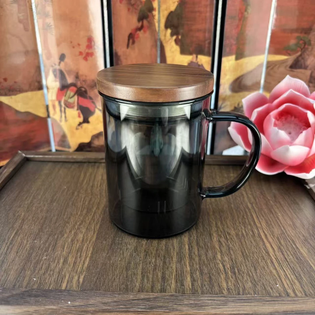 玻璃官昀办公杯 木盖-3126