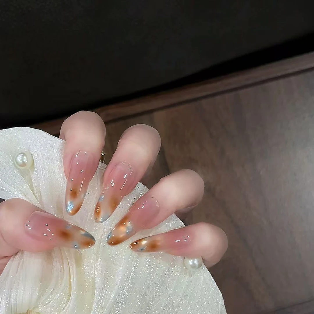 【金秋琥珀】纯手工穿戴甲美甲可拆卸穿戴式持久反复使用 T