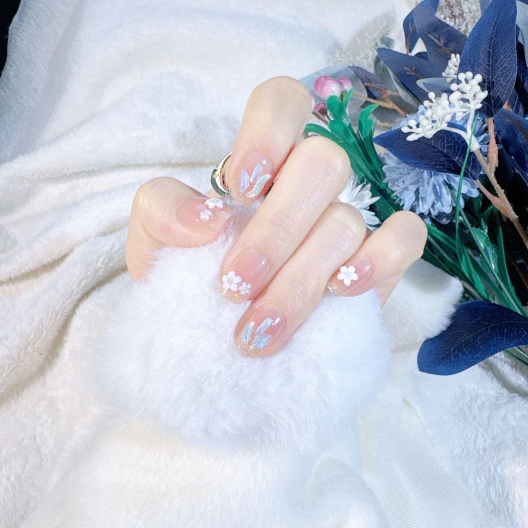 2025 DW设计新款【春日繁花】法式月牙猫眼立体浮雕穿戴甲