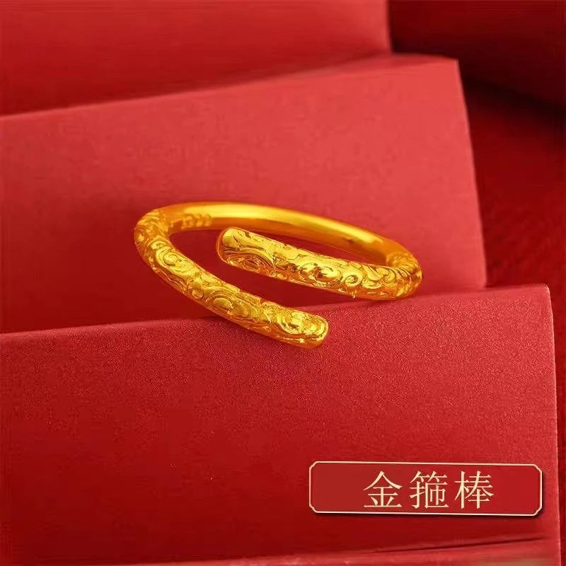 铜合金戒指 活口金箍棒/紧箍咒金色指环女款时尚高智淡人风