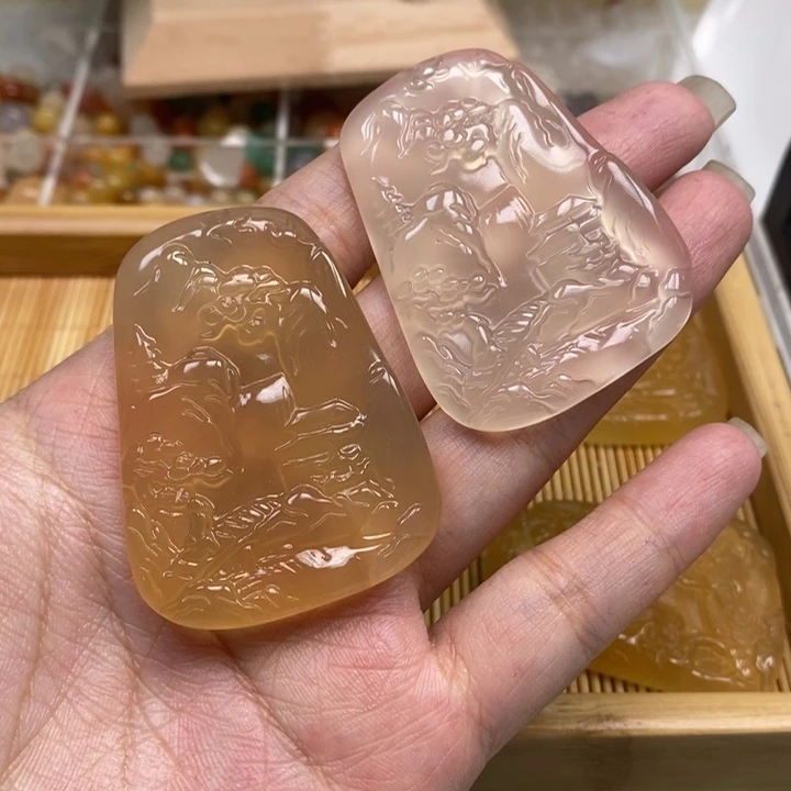 未镶嵌颈饰玛瑙/玉髓2个大山水