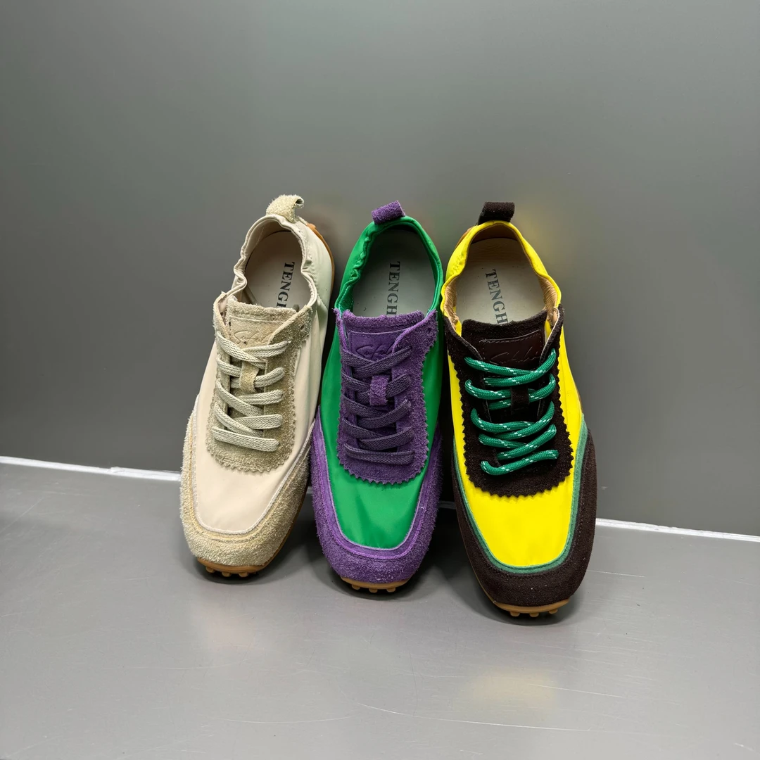 THE MIL麋鹿 25ss拼色轻便舒适休闲运动真皮懒人薄底鞋德训鞋女