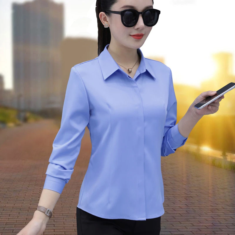 衬衫女长袖职业2025春秋新款修身显瘦工作服正装工装不皱不透衬衣