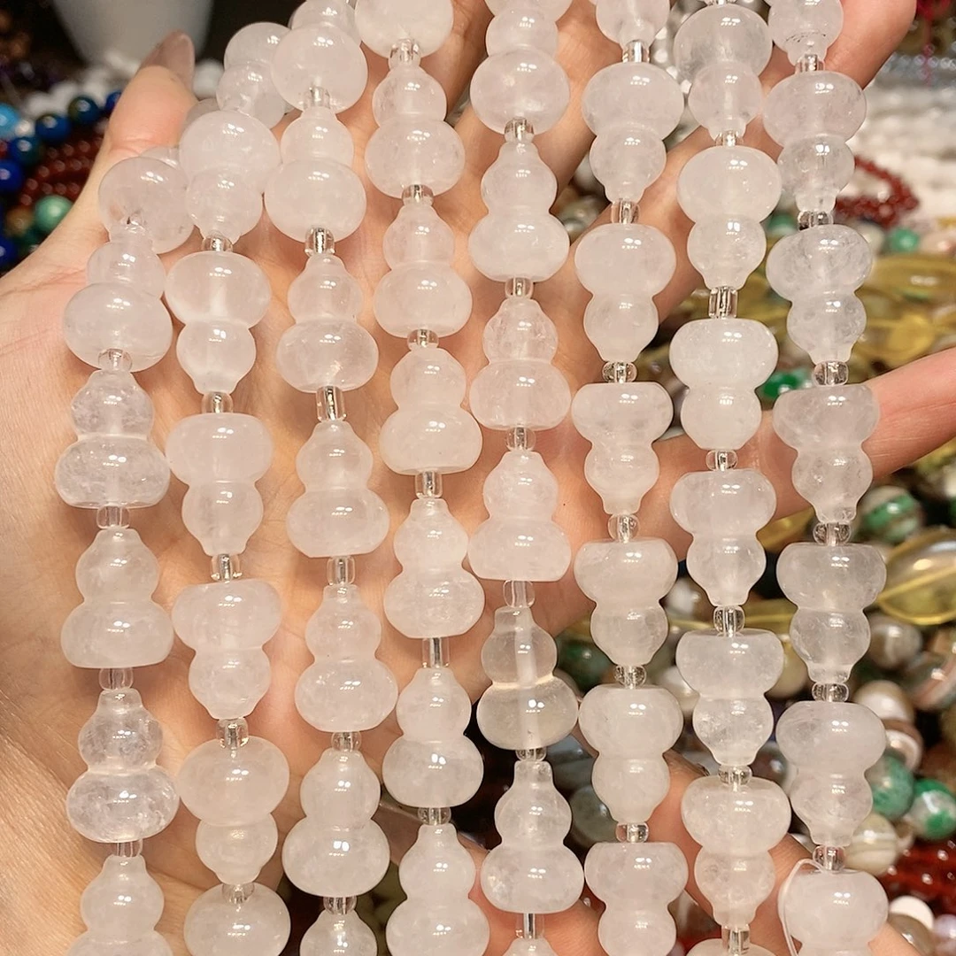 玛瑙/玉髓散珠天然白水晶葫芦14mm一条