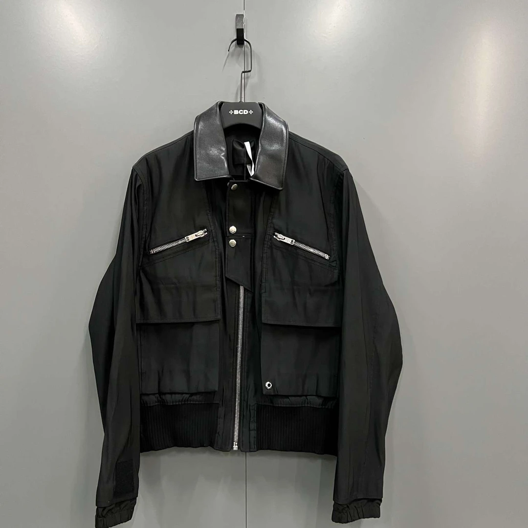 95新 Givenchy/纪梵希 黑色拼皮拉链夹克 48码/ 15000/