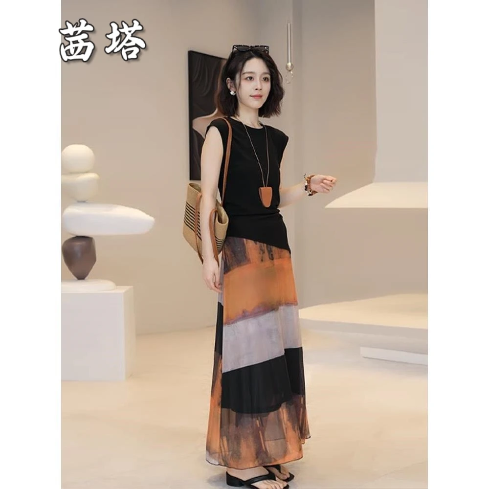 2025夏季新款御姐风轻熟高端法式别致绝美上衣半身长裙两件套装女