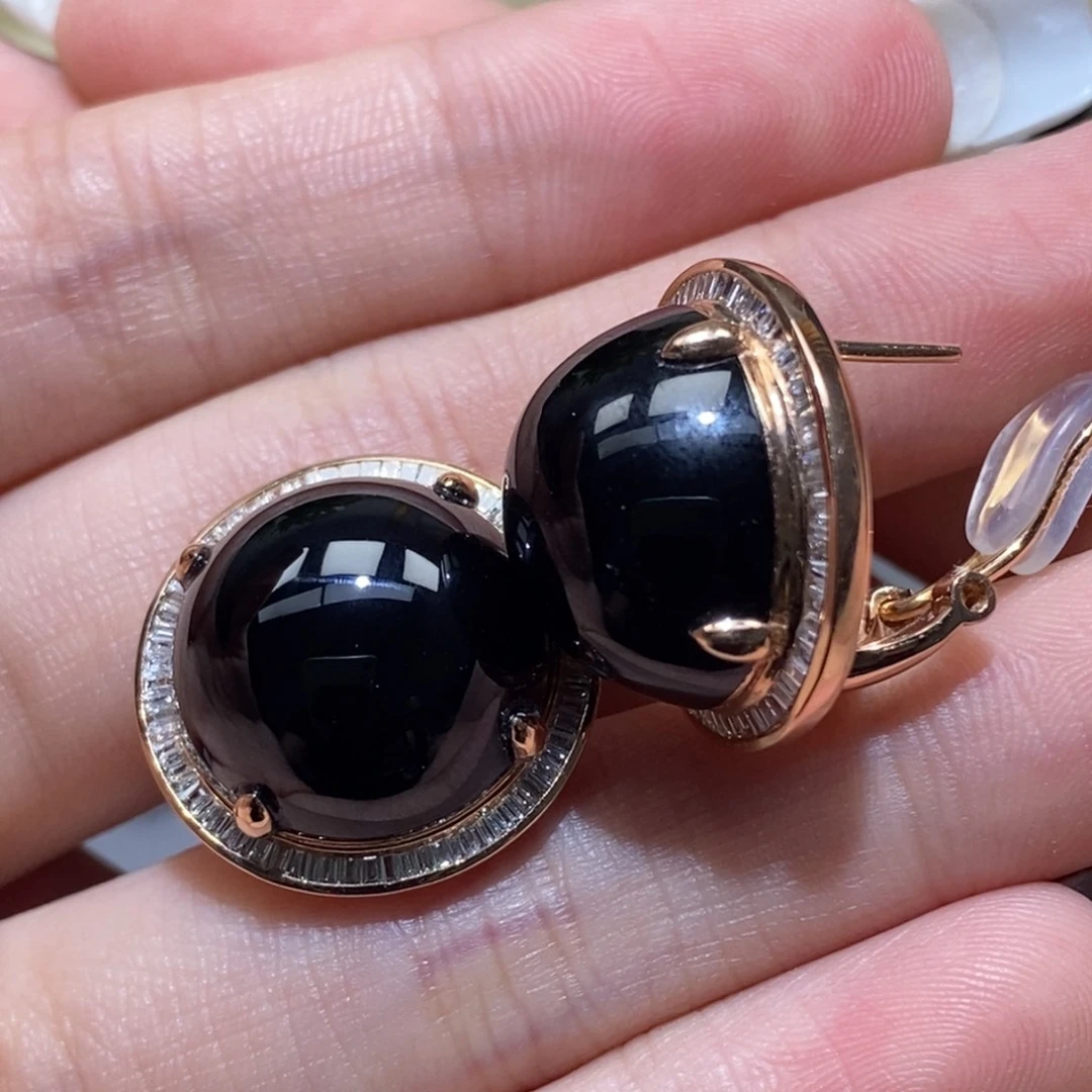 18K金镶嵌翡翠耳饰鑫*姐