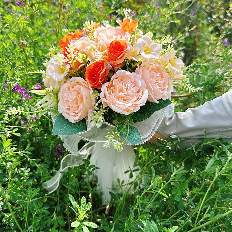 高级感仿真花韩式新娘手捧花婚礼结婚领证拍照花束新款玫瑰假花