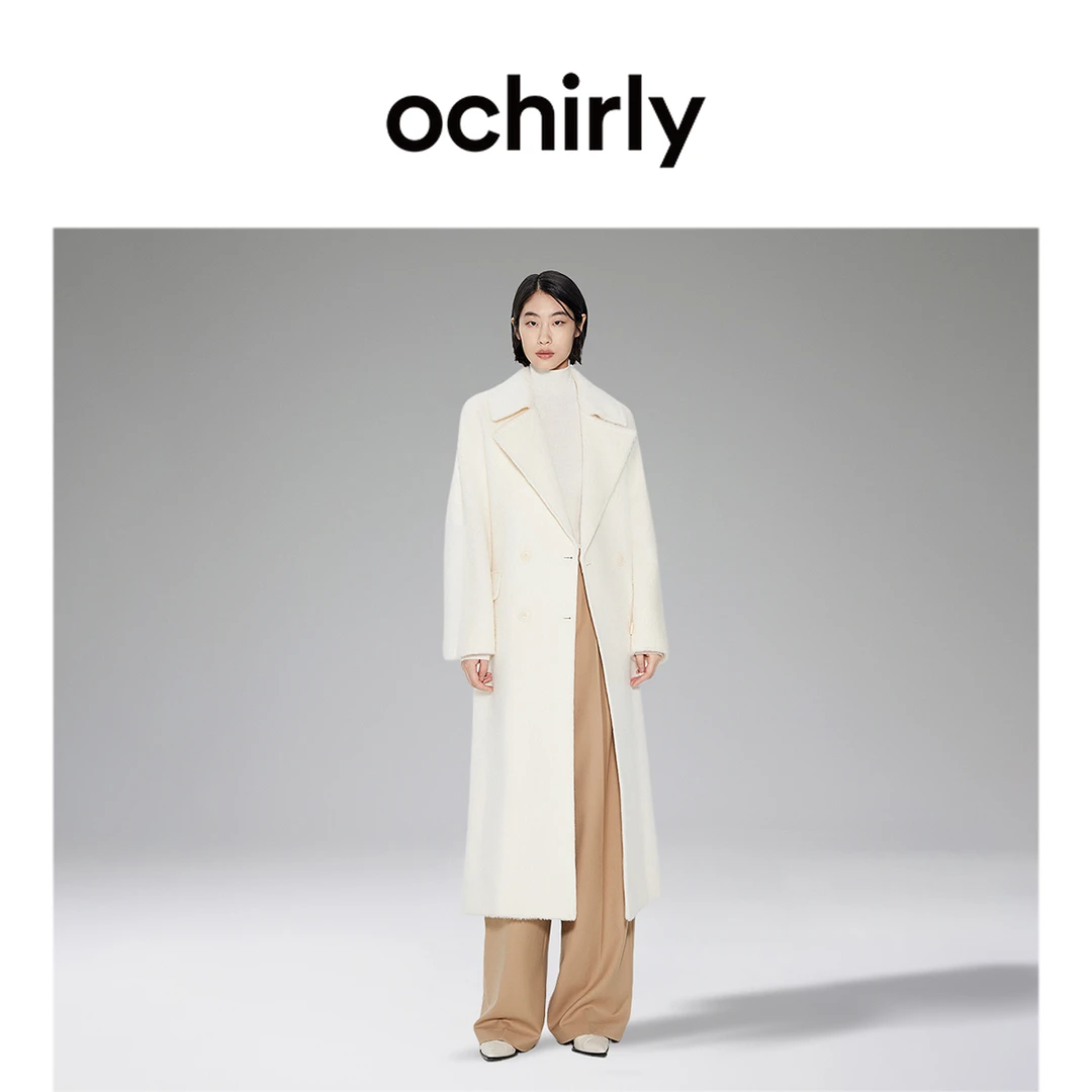 【高奢大衣】ochirly欧时力秘鲁苏丽羊驼绒绵羊毛呢外套女冬