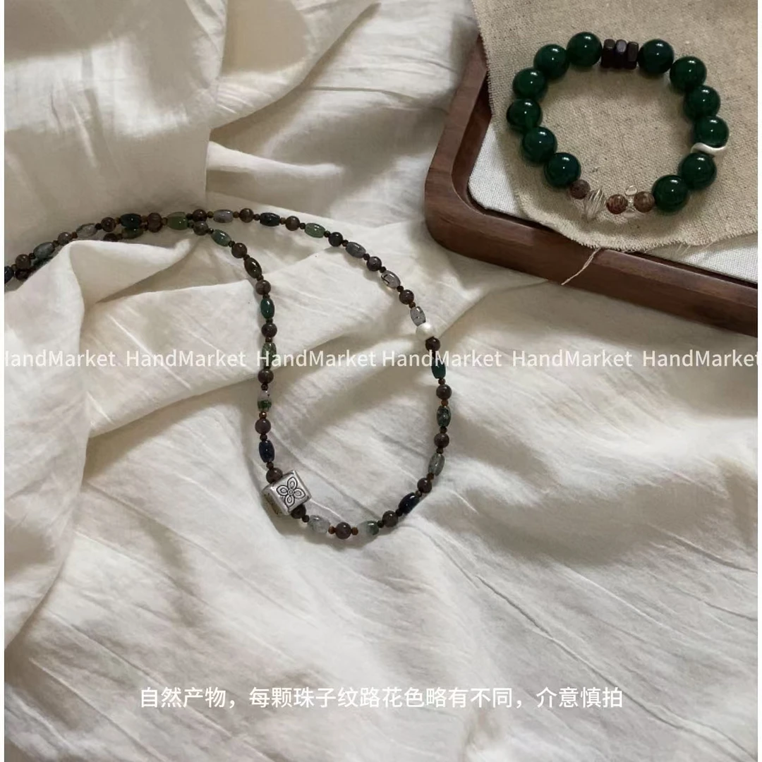 链子925银 JIUJIU【雨中森林】时尚小众简约单圈撞色手工项链0927
