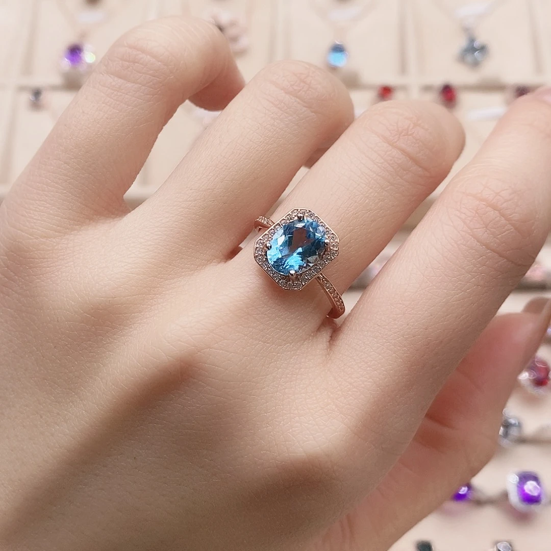 戒指银S925镶嵌托帕石戒指