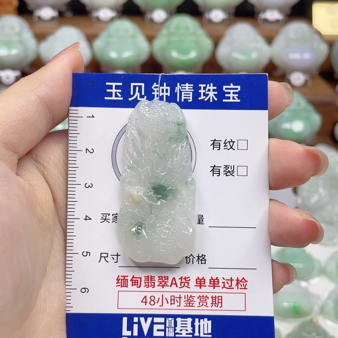 翡翠未镶嵌颈饰龙牌