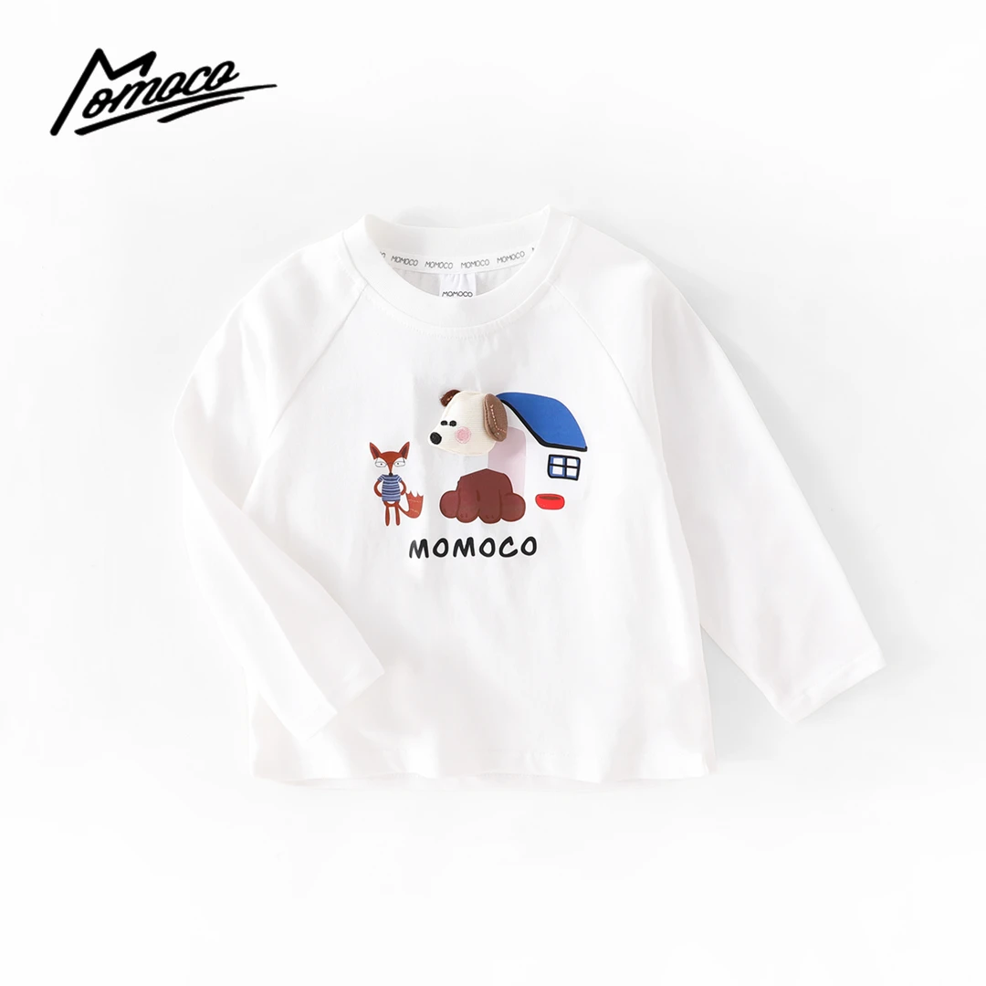 MOMOCO欧若风春季男童印花公仔小狗狐狸长袖打底T恤77130235017
