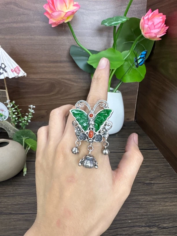 925银戒指 小郑家纯银手工錾刻戒指