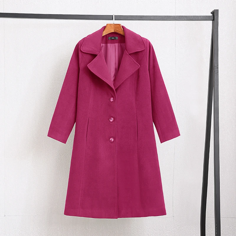 18112T中长款双面毛呢外套冬装气质胖mm大码女装上衣显瘦呢子大衣