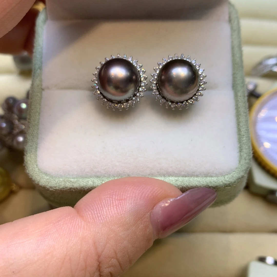 银S925镶嵌耳饰海水珍珠