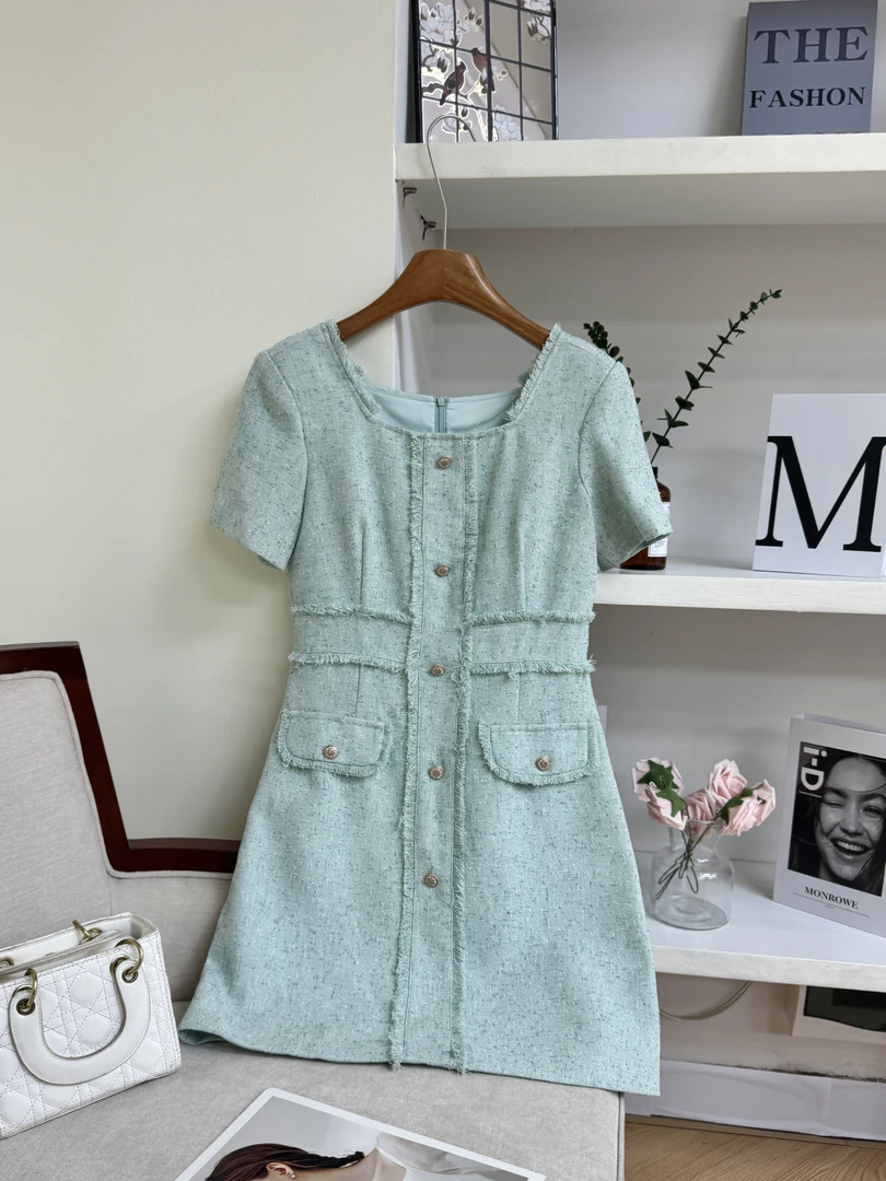 时尚碎花小香风高级感收腰显瘦短裙2025夏季新款女装女装裙A75662