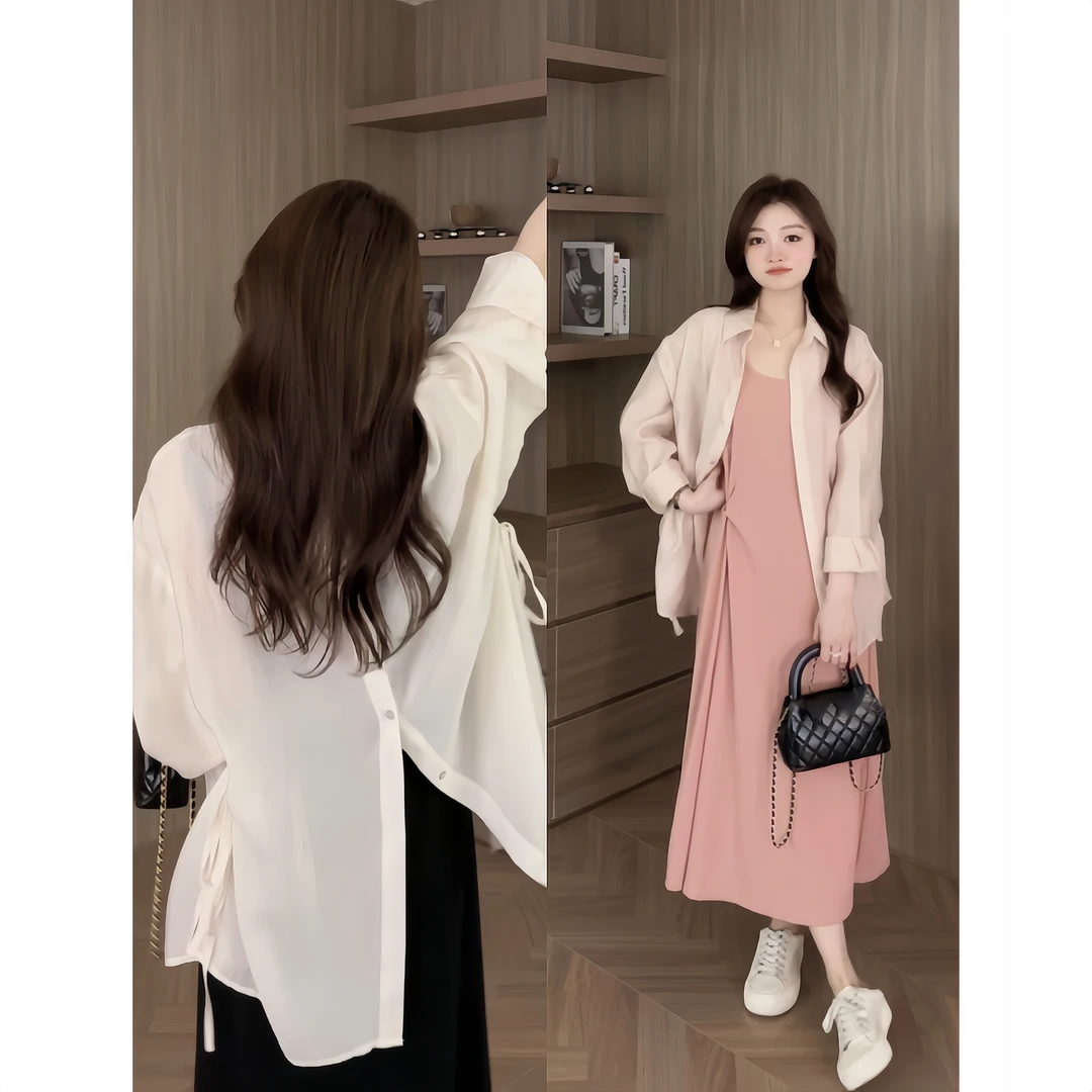 大码女装秋装新款设计感衬衣微胖时尚穿搭高级感遮肉显瘦连衣裙