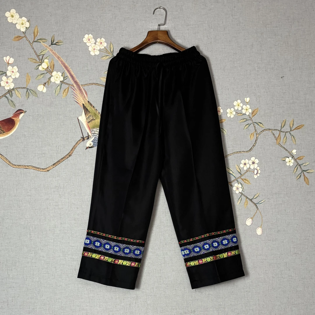 土家妹【工厂特惠】薄款土家族苗族传统花边民族风男款裤子1258