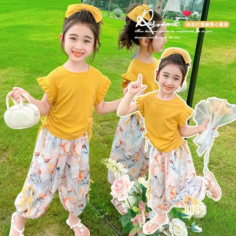 2025新款女童夏装可爱甜美套装法式潮流洋气时尚百搭舒适两件套