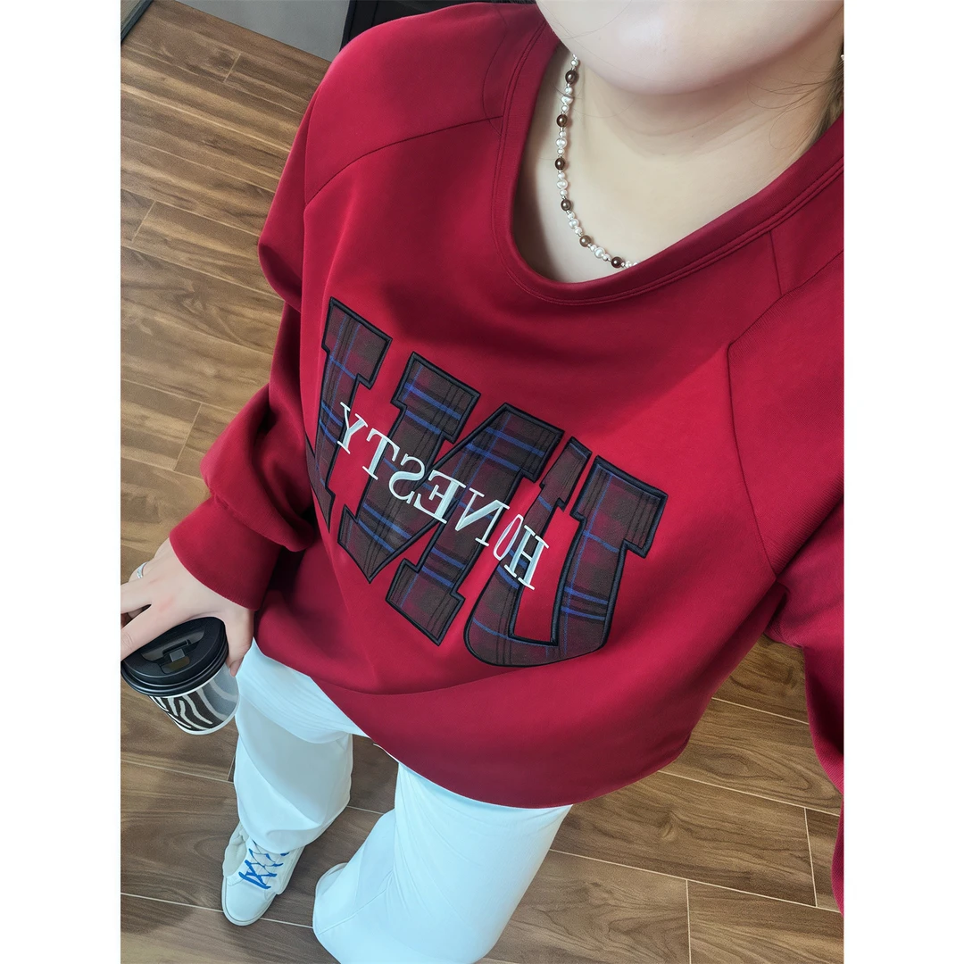 断码捡漏~奈良春笺 / 韩系刺绣款空气层卫衣13842花契200斤胖mm