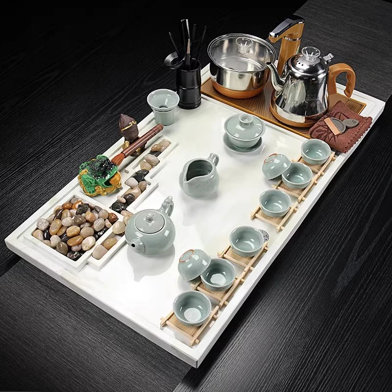 简约家用办公轻奢茶盘全自动烧水一体排水茶盘客厅泡茶台茶道高档