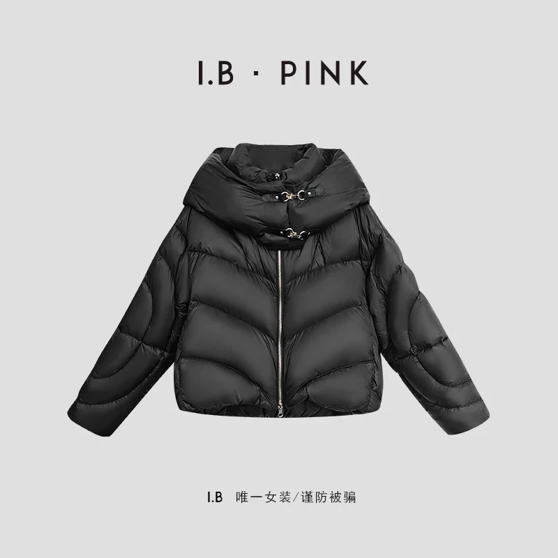90白鹅绒羽绒服女短款2024新款冬季连帽泡芙保暖轻奢洋气高端外套