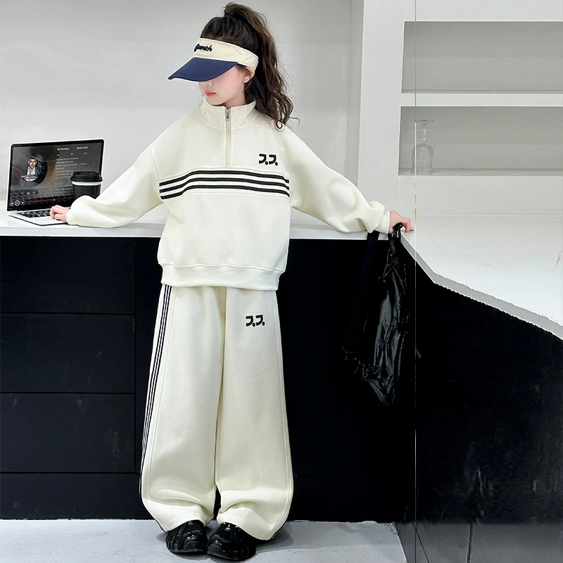 女童运动套装春秋装2025新款洋气中大儿童卫衣女孩韩版两件套