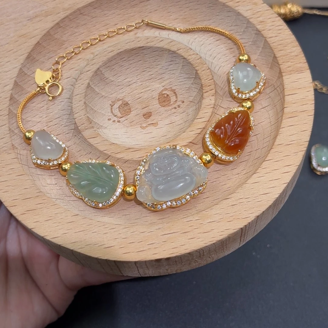 翡翠银S925镶嵌颈饰手链