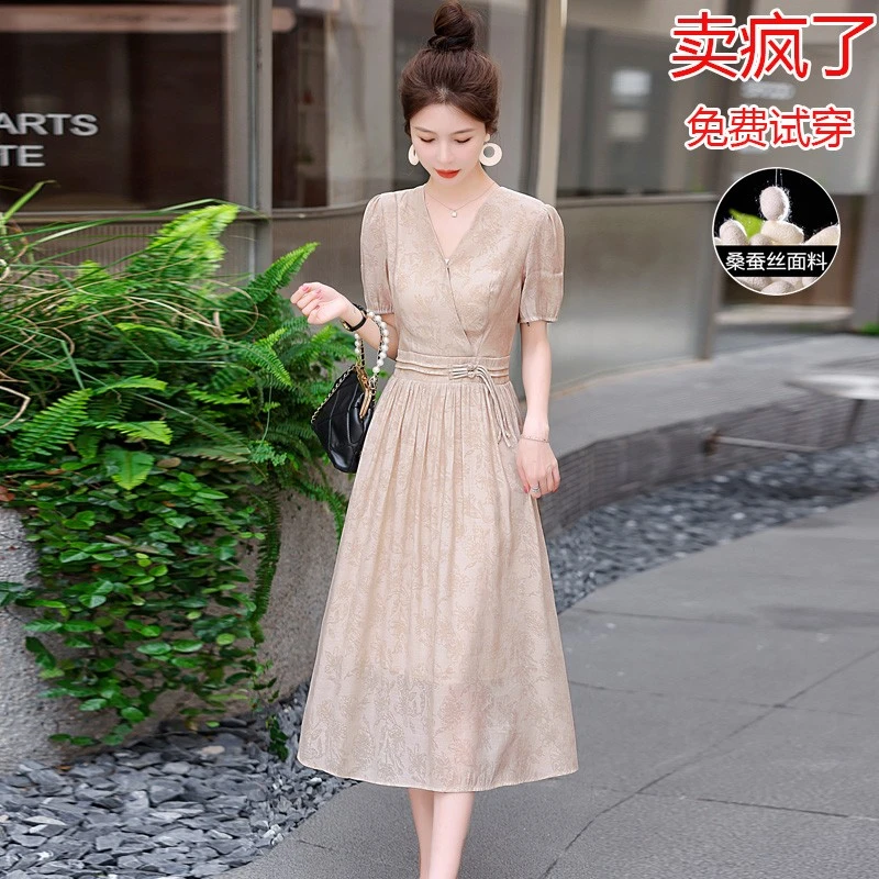 杭州高端改良旗袍气质复古高贵女2025新款夏季爆款显瘦冰丝裙子