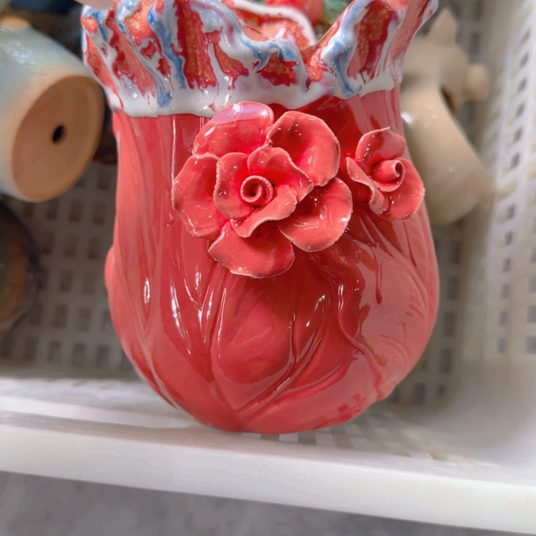 紫砂花盆粗陶精雕